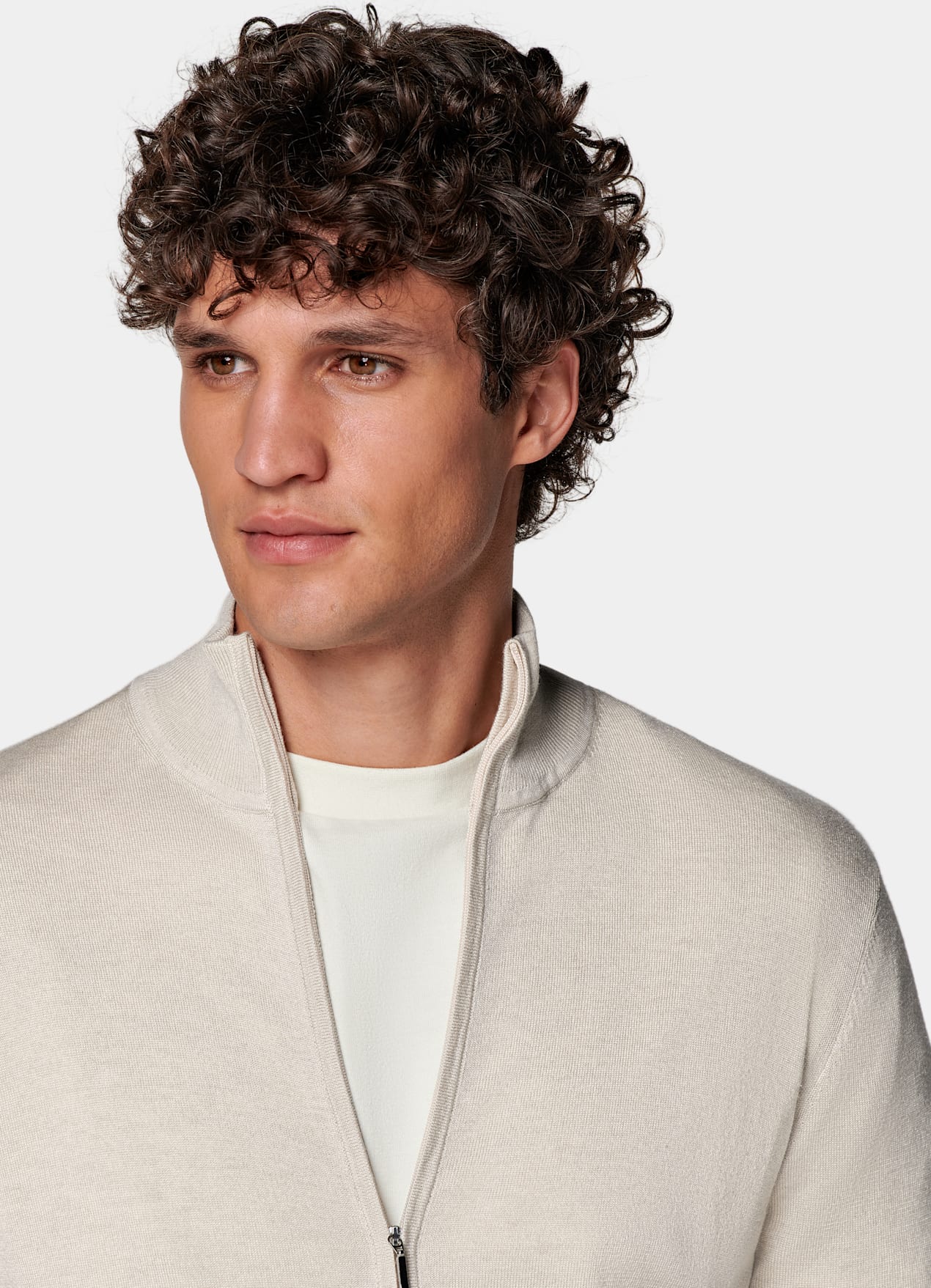 Cardigan zippé, sable