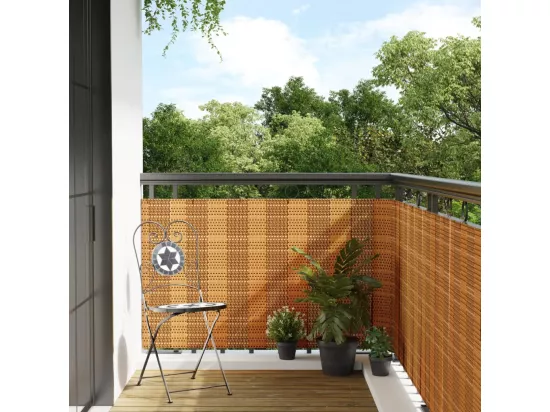 Paravent de balcon marron clair 400x90 cm résine tressée