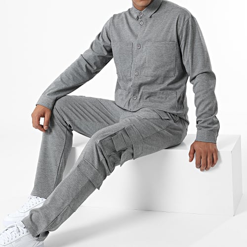 Ensemble Surchemise Et Pantalon Cargo ES-002 Gris Chiné