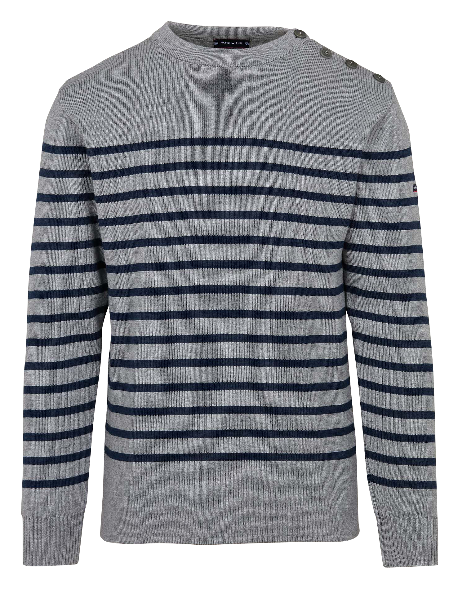 Pull col rond à rayures en laine mélangée | Multicolore