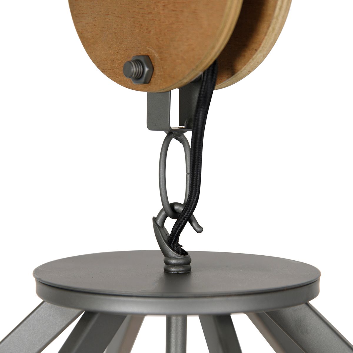 Industriële hanglamp donkergrijs met hout 47 cm - Arthur