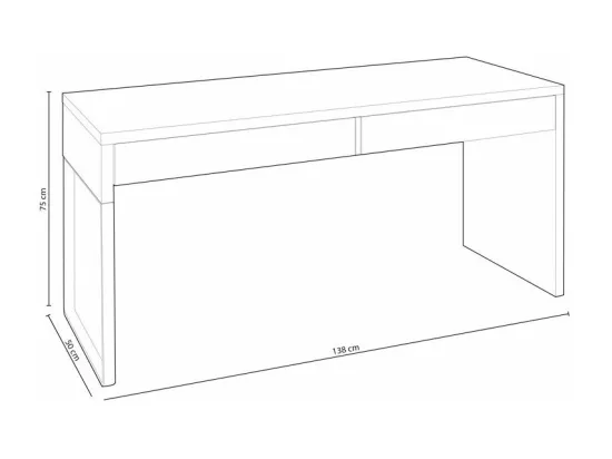 Bureau design piètement reversible 2 tiroirs L138 cm