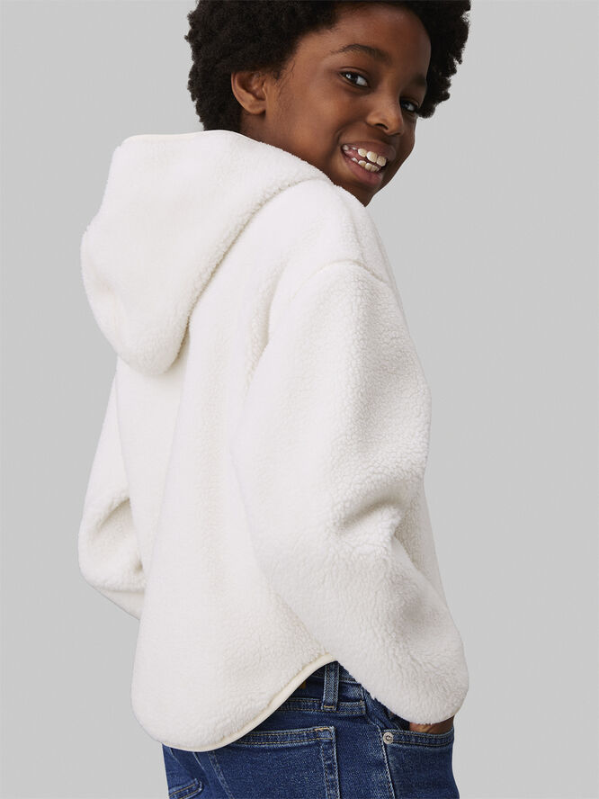 Calvin Klein SHERPA FLEECE ZIP THROUGH HOODIE Ivory