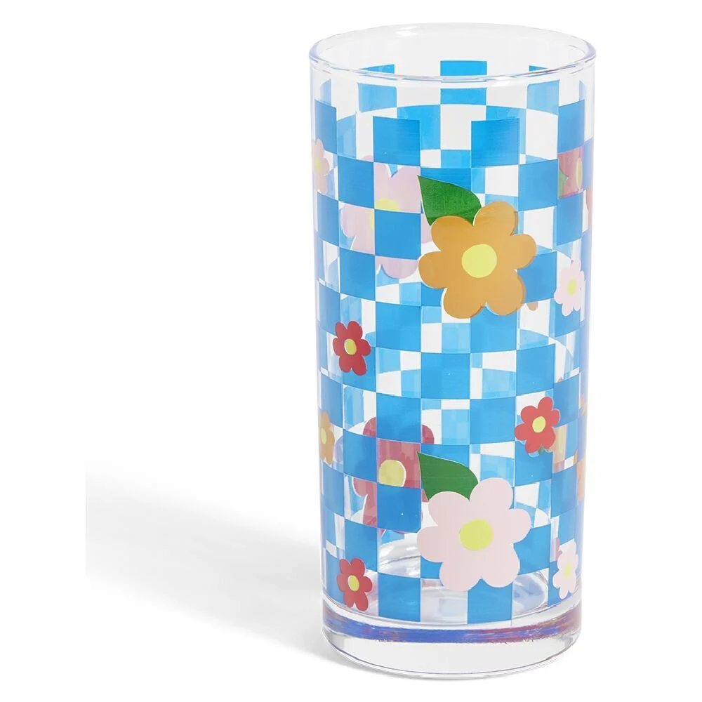 Lot de 3 verres motif fleurs et carreaux 290ml