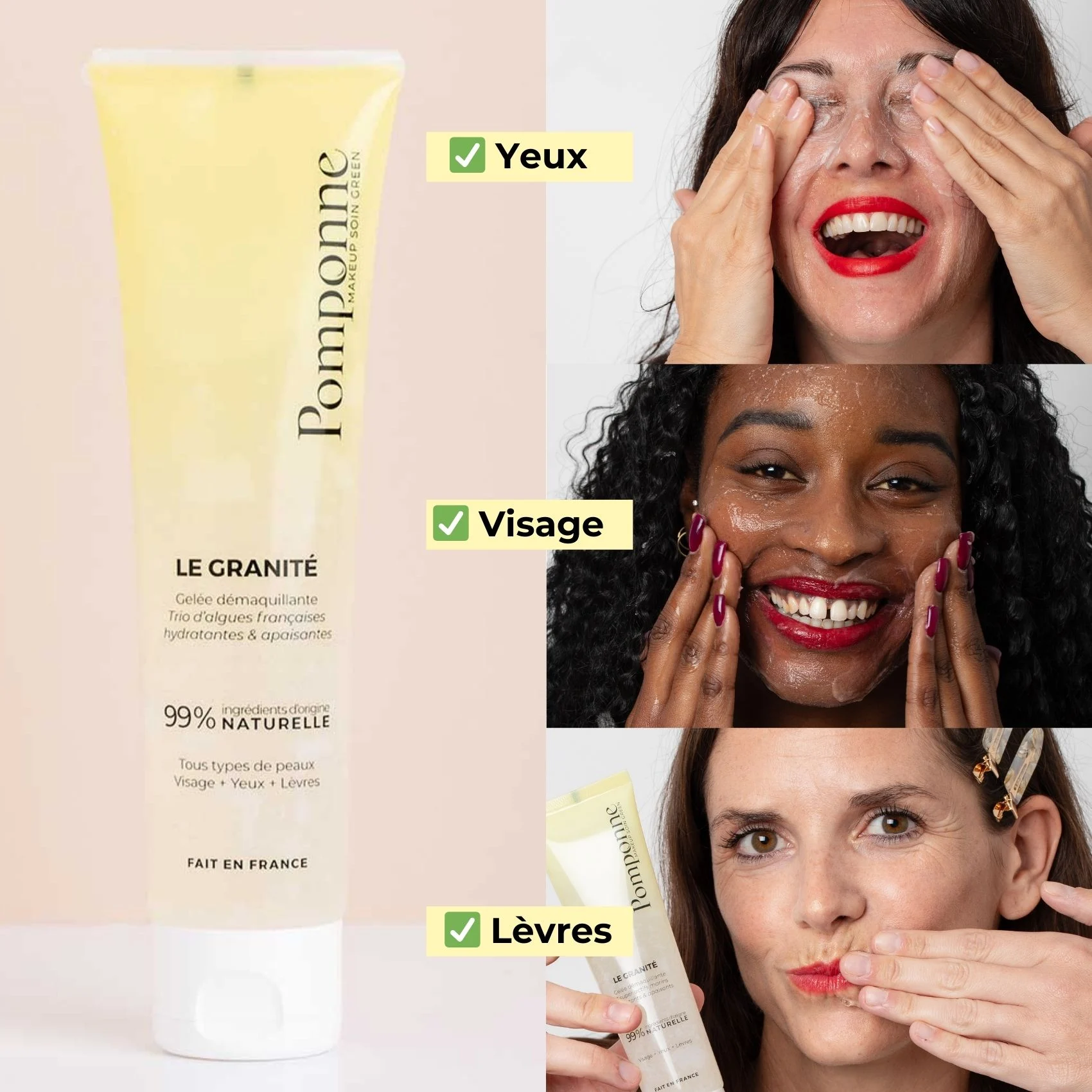 Granité démaquillant - Visage + yeux + lèvres |