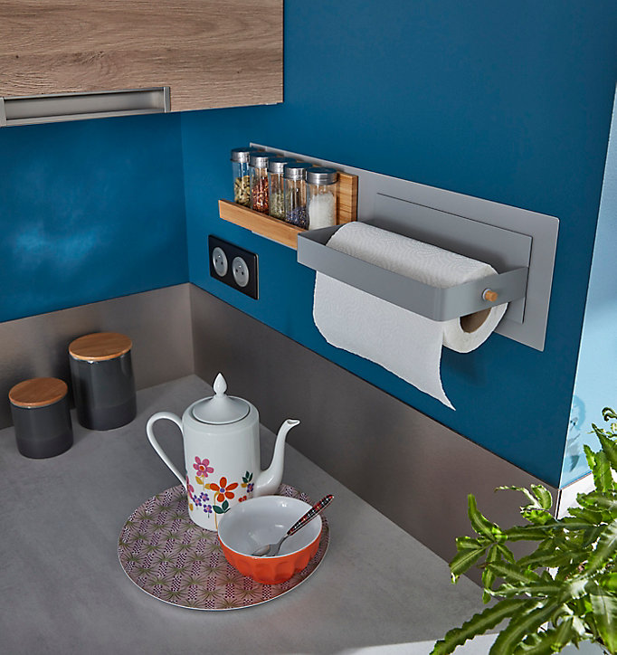 Pot en céramique anthracite avec couvercle en bambou Lucie 0,95 L
