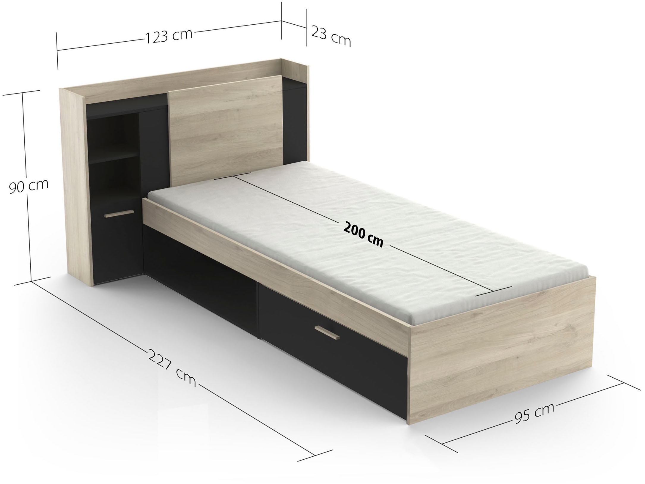 Demeyere GROUP Einzelbett »Life« ideal für kleine Räume, platzsparend, viel Stauraum