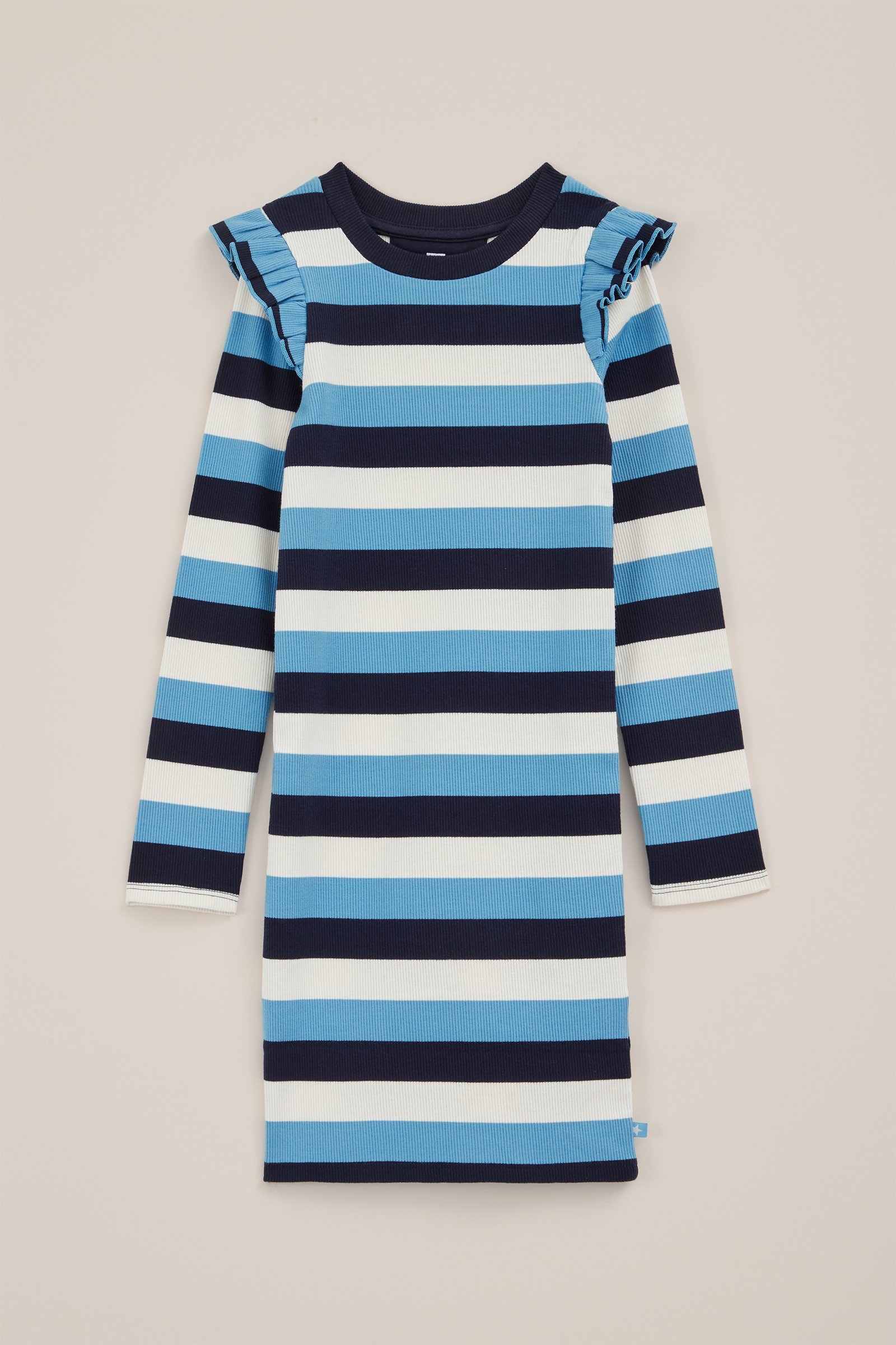 Meisjes jurk met rib structuur WE Fashion Lichtblauw