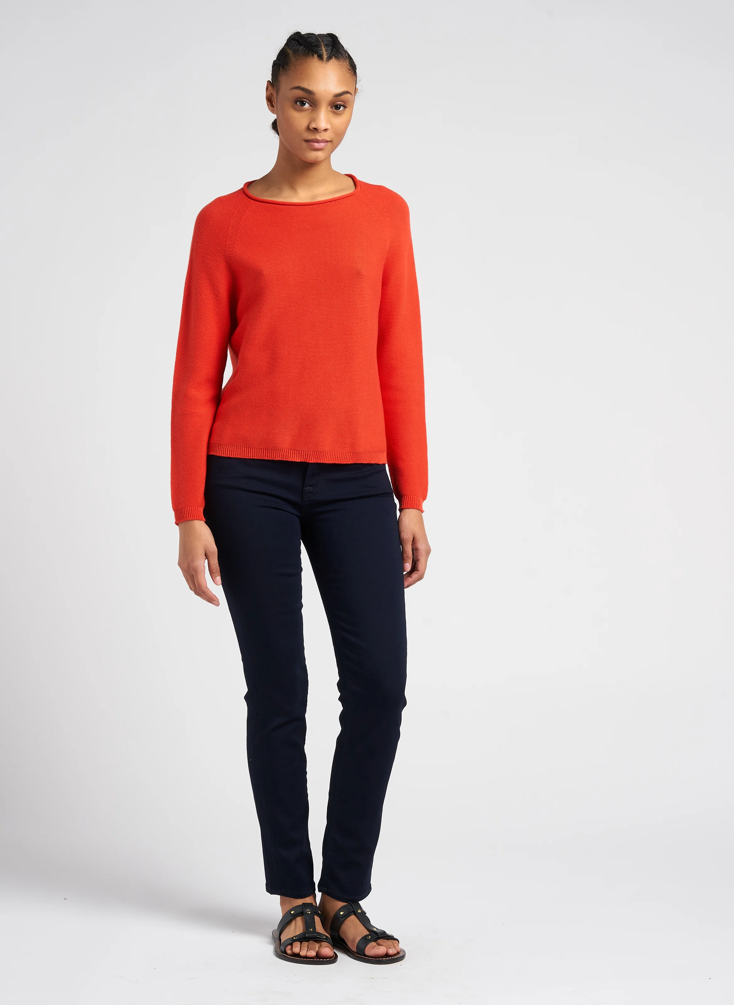 ROXANNE MAJESTY - Jean slim taille mi-haute en coton mélangé| Bleu
