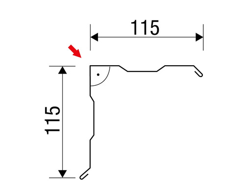 PRECIT hoekprofiel, gegroefd, voor trapeziumplaat W20, antracietgrijs RAL 7016, 1000 mm x 115 mm x 115 mm