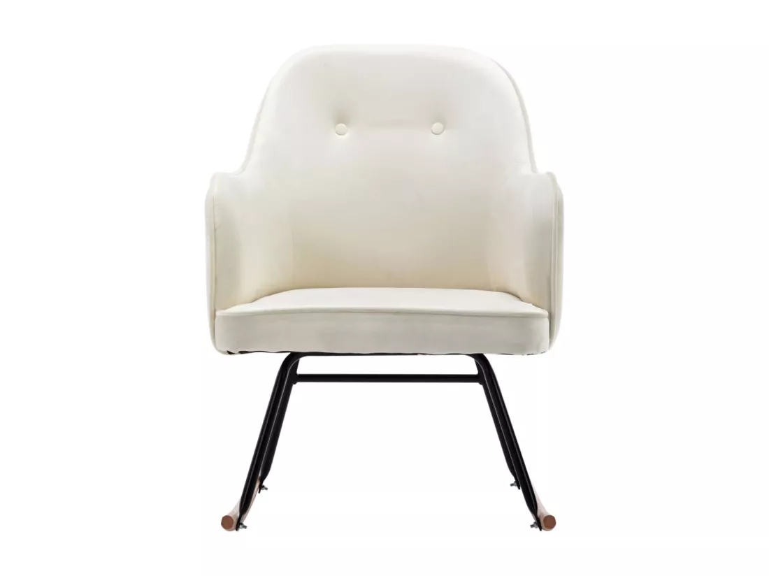 Chaise à bascule Blanc crème Velours