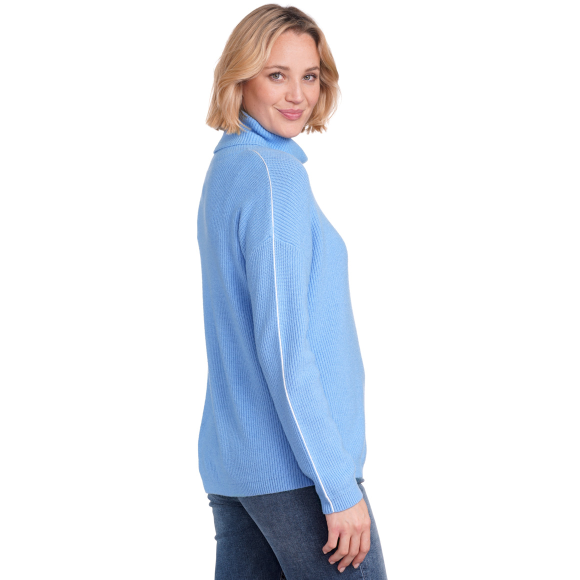 Gina Benotti Damen Strickpullover mit Rollkragen hellblau