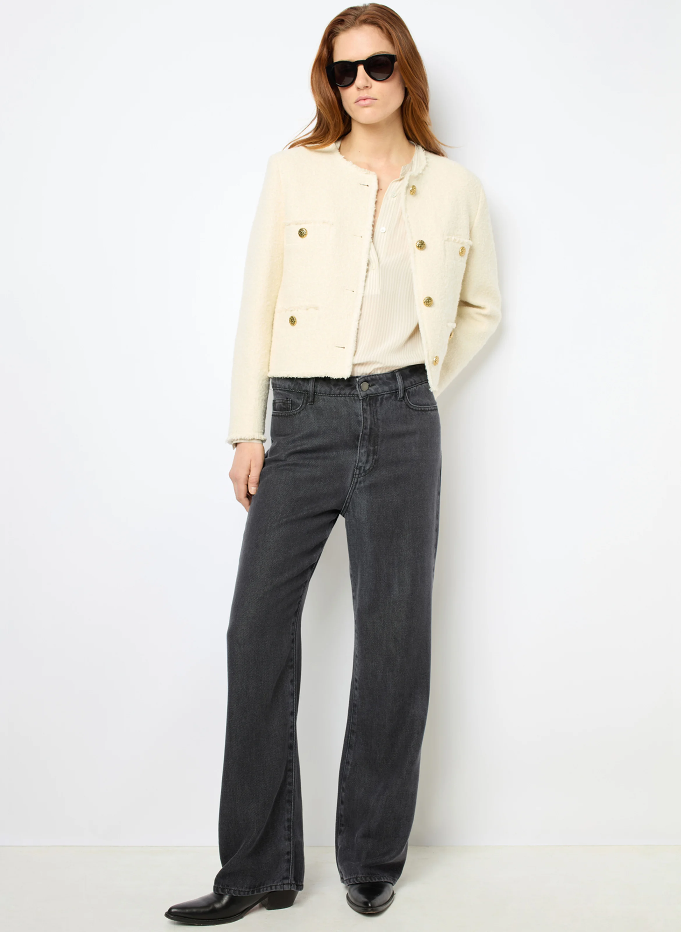 NIOTA - Jean flare en denim délavé | Gris