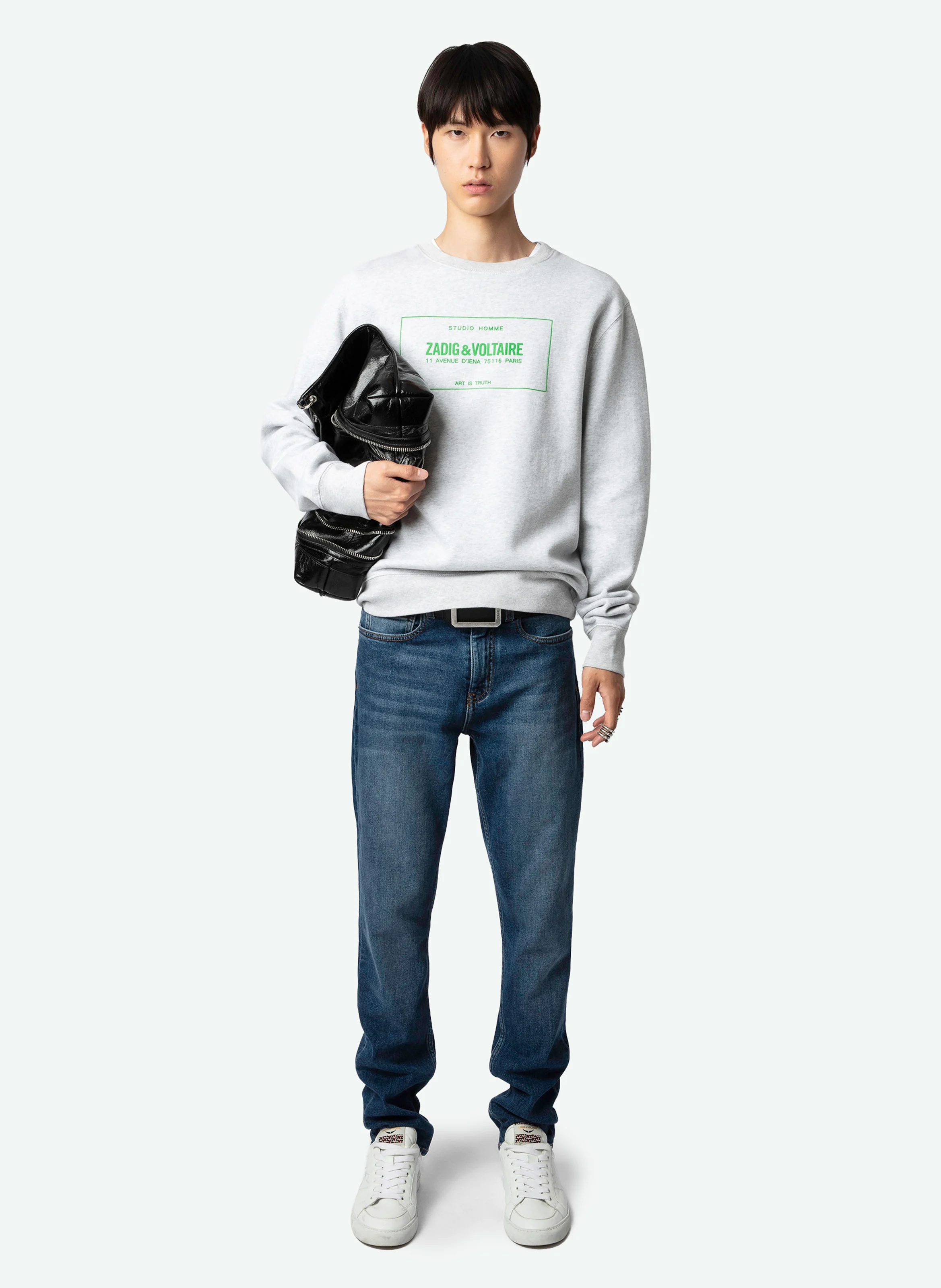SIMBA - Sweat col rond en coton bio | Gris
