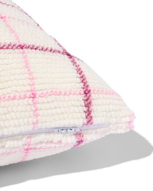housse de coussin 50 x 50 polaire à carreaux rose naturel