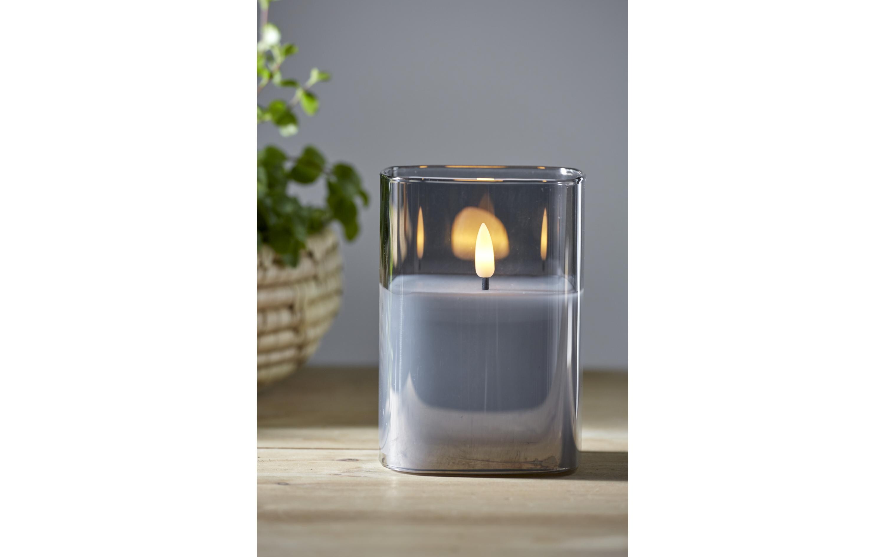 LED-Kerze Pillar Flamme Ø 9 x 12.5 cm, SchwarzLED-Wachskerze im Glas