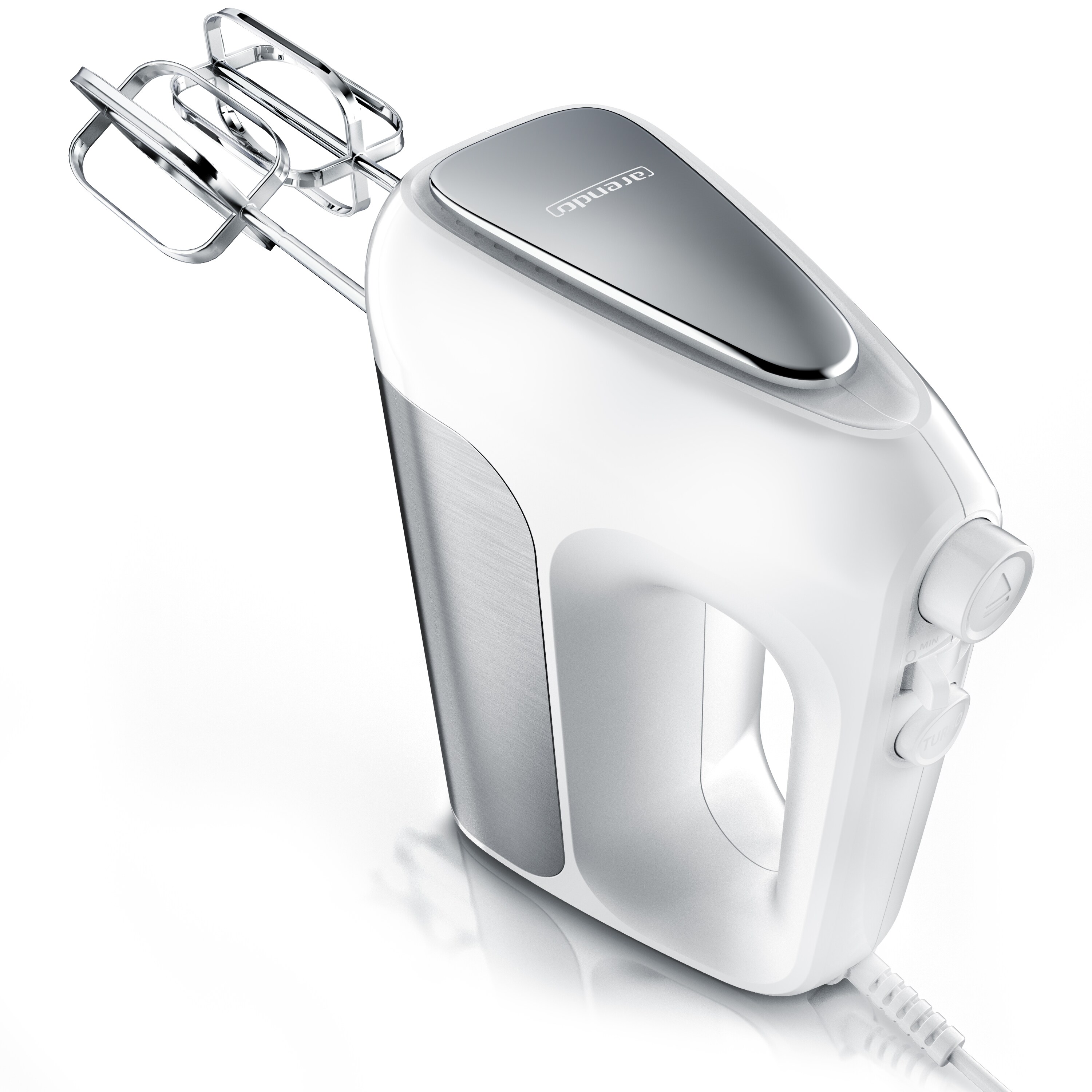 Arendo Elektrischer Handmixer Handrührer - inkl. 2 Quirle und 2 Knethaken aus Edelstahl - Handrührgerät - Hakenentriegelung - Turbotaste