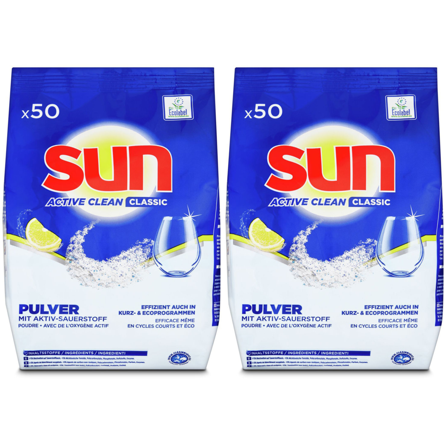 Sun Pulver Classic Active Clean Lemon 2x950g