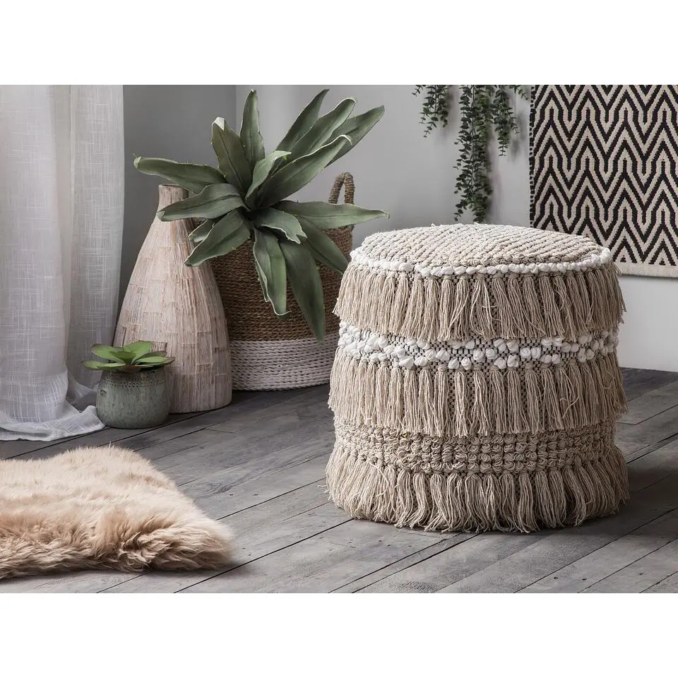 NOIDA - Poef - Beige - 44 cm - Katoen