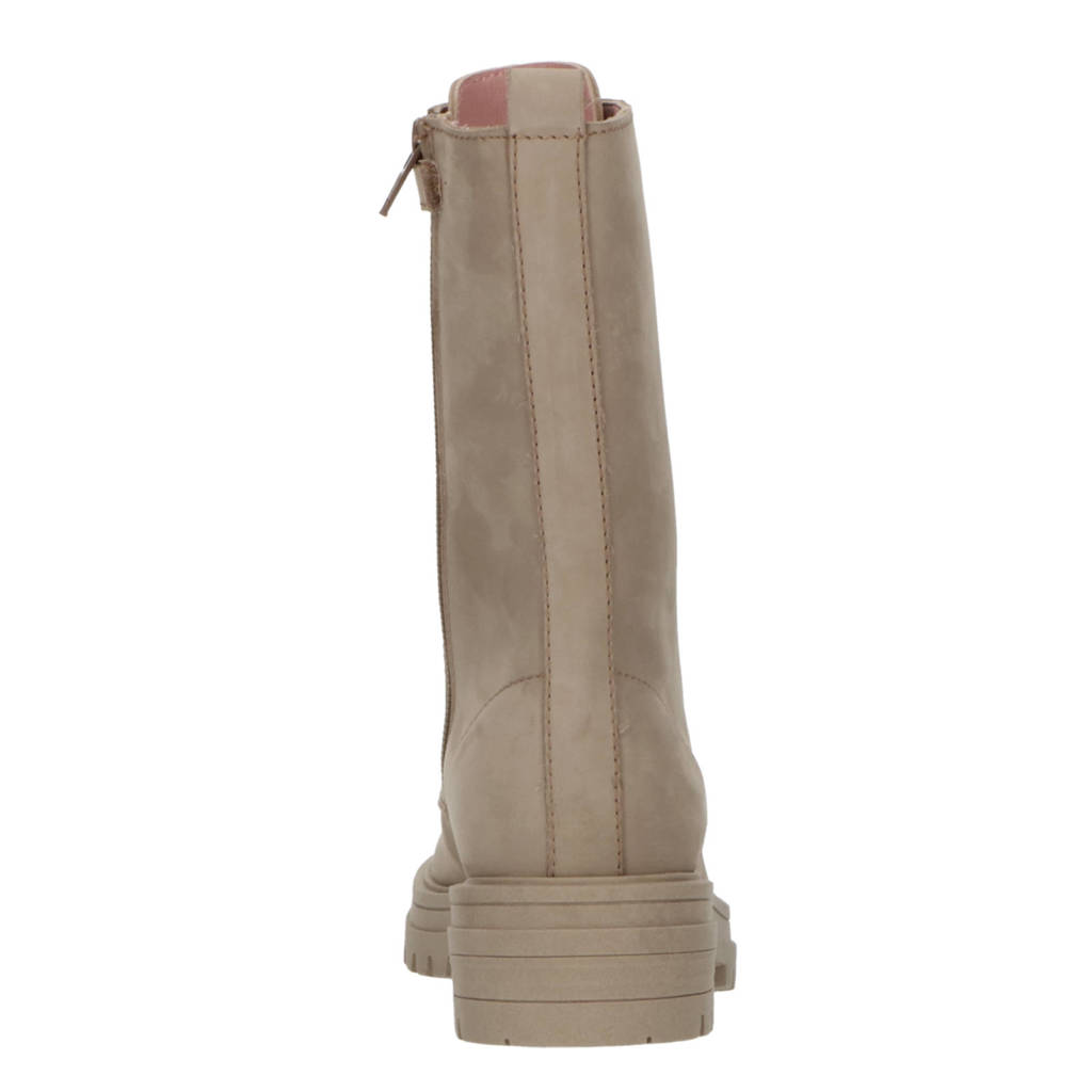 PS Poelman leren veterboots taupe