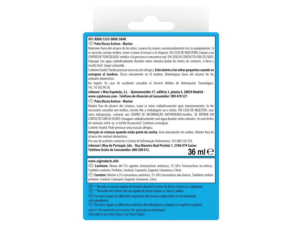 BLOCO PATO SANITÁRIO DISCOS ÁCTIVOS APA FRESCURA MARINHO 36ML