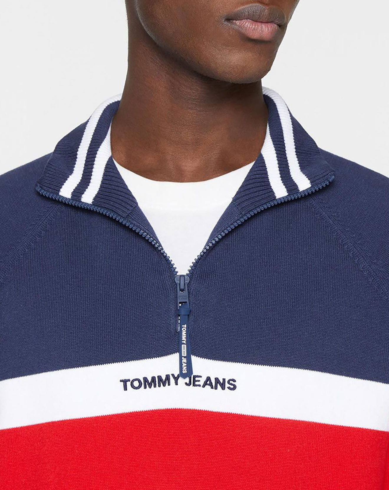 Tommy Jeans Pull colorblock bleu/rouge