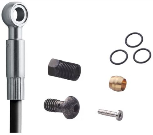 SM-BH90SBLS Bremsleitungs-Set mit langem Kühlelement für 4-Kolben-Bremsen  schwarz  1700mm