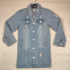 Long distressed denim jacket Milan