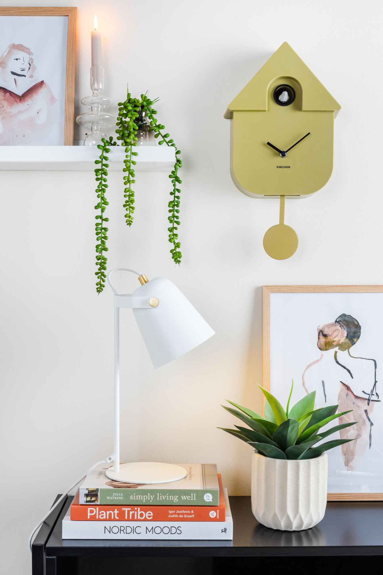 Wall clock Modern Cuckoo ABS bright yellow