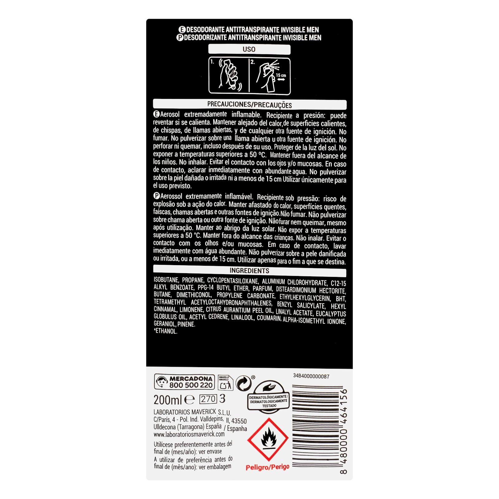 Déodorant invisible pour homme Deliplus anti-transpirant et anti-taches
