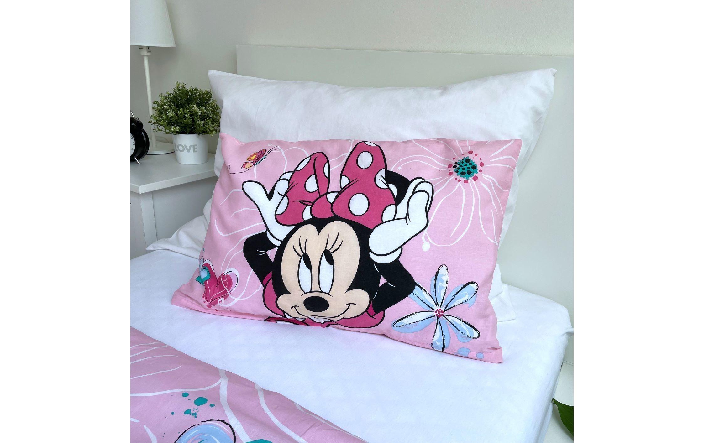 Kinderbettwäsche Minnie Flowers 100 x 135 cm + 40 x 60 cmBettwäscheset für ein kleineres Kinderbett