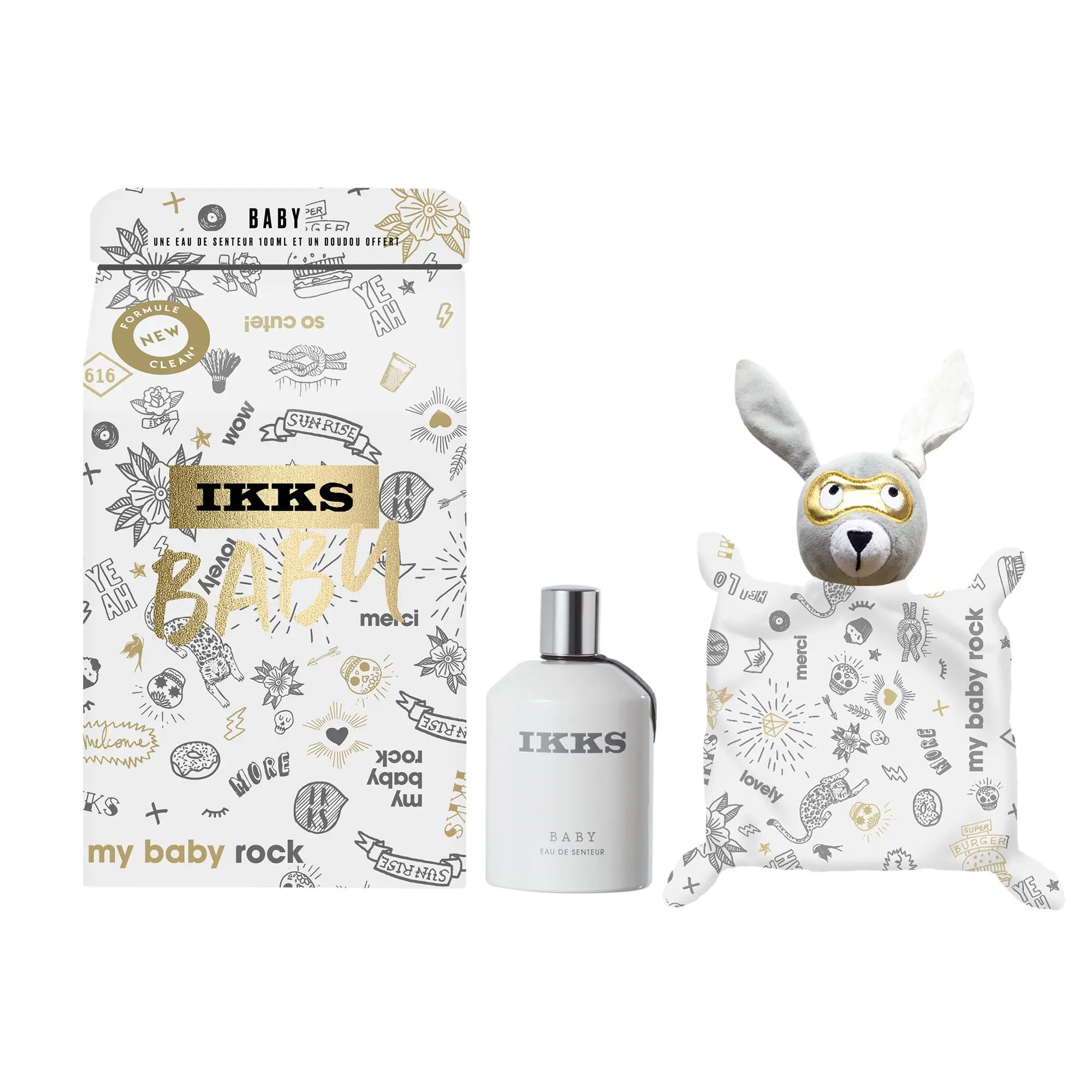 IKKS -Coffret MY BABY ROCK' Eau de senteur 100ml & Doudou- Enfant