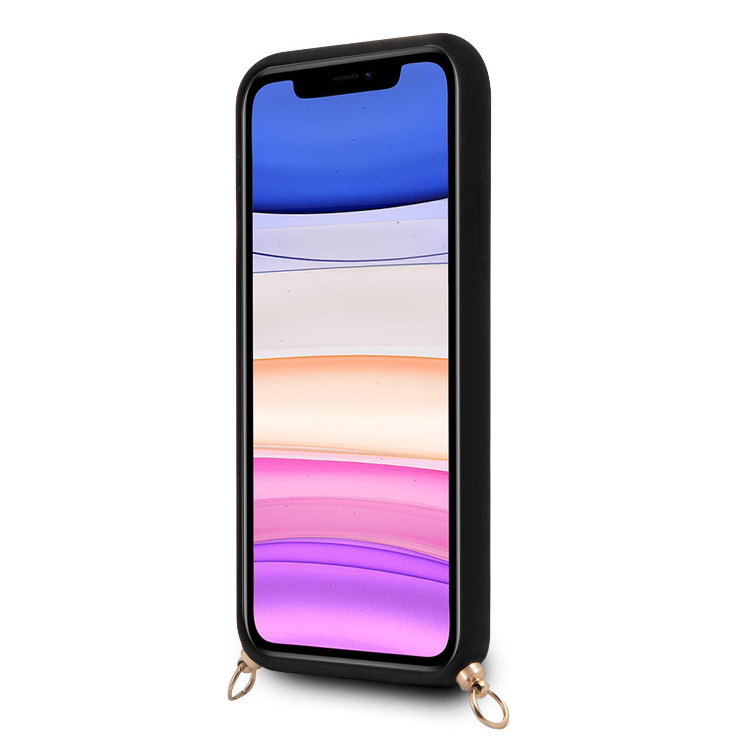 iPhone 11 Necklace Silikon Hülle Snake Chain   Schlangenkette (GUHCN61LSC4GBK) - Schwarz / Gold