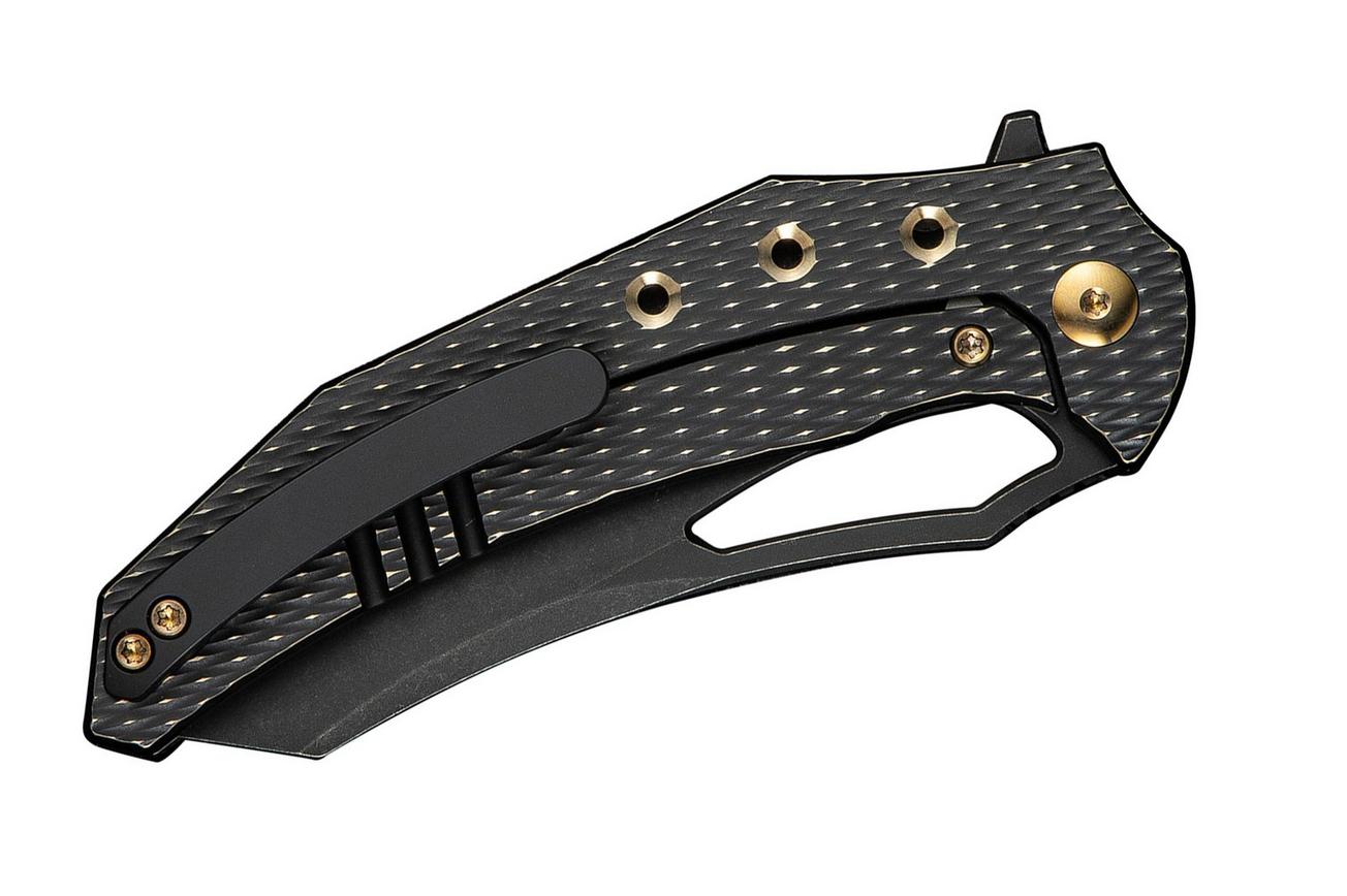 WE Knife Epaulette WE24024-1 Black Stonewashed M390 Diamond Patterned Black Titanium, zakmes, Gavko Knives design