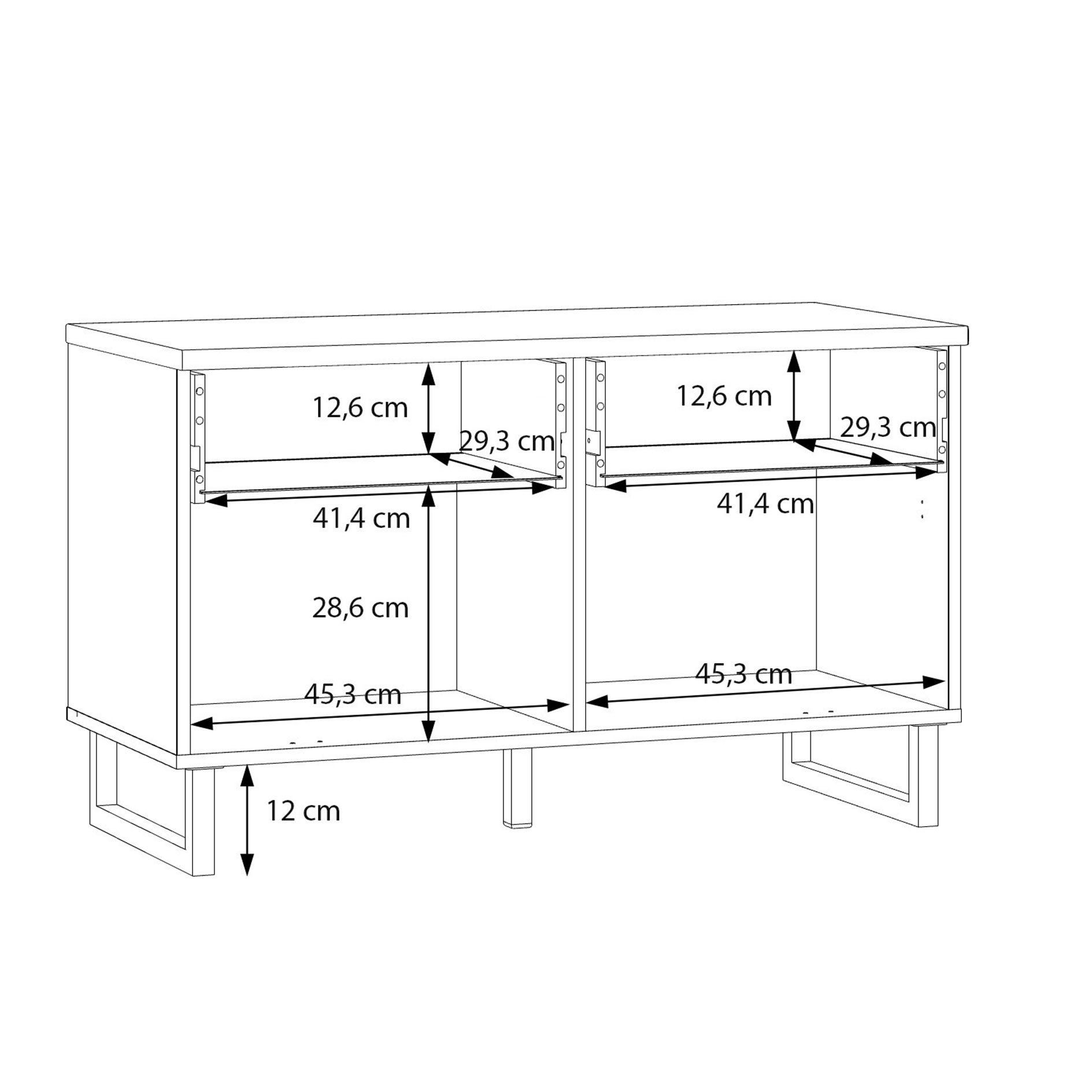 Lowboard - weiß - Artisan Eiche - 95 cm breit