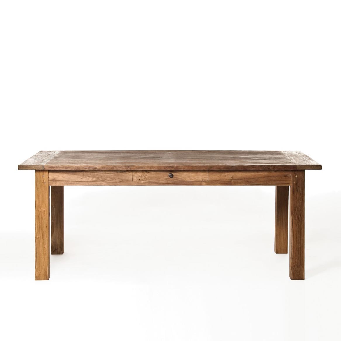 Esstisch aus recyceltem Teak mit Schublade, natur, L 160 cm, B 90 cm, H 79 cm von fischer's lagerhaus