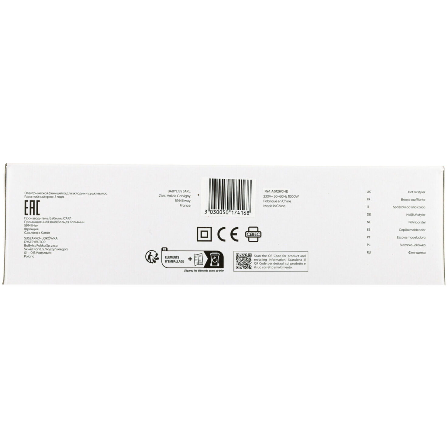 Babyliss Warmluftbürste Perfect Finish AS126CHE