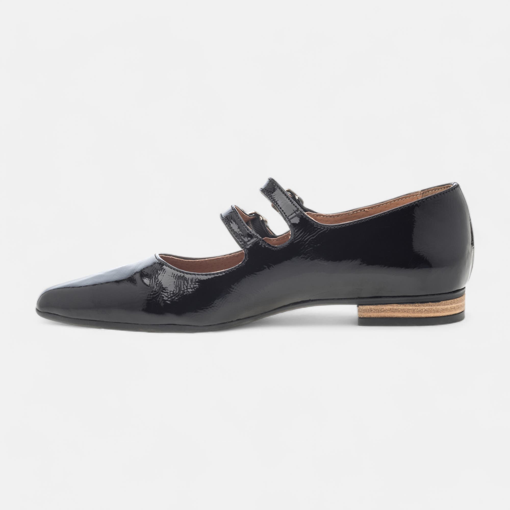 Ballerines Femme en cuir noir vernis