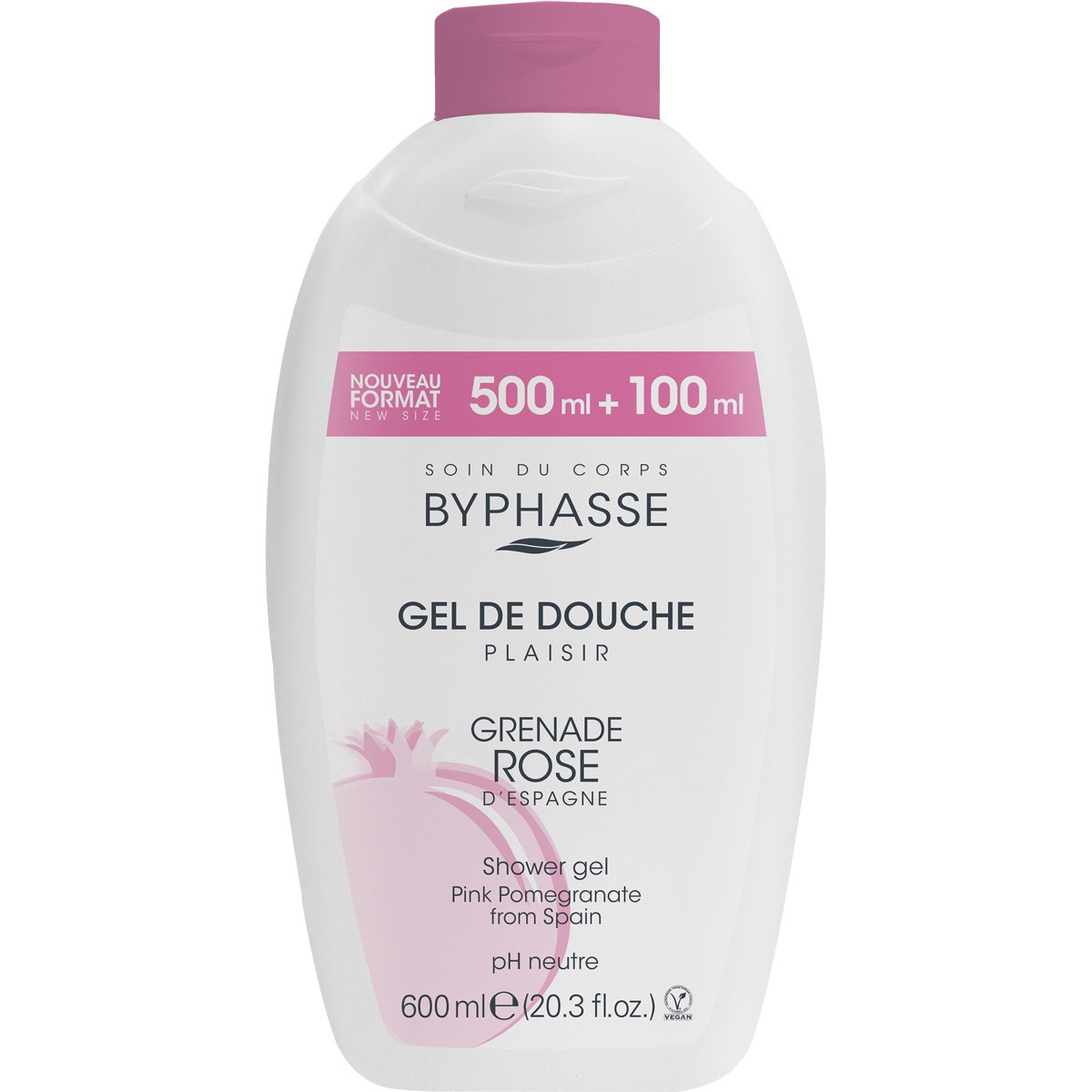 Gels douche - Grenade rose - Plaisir - 2 x 600 ml