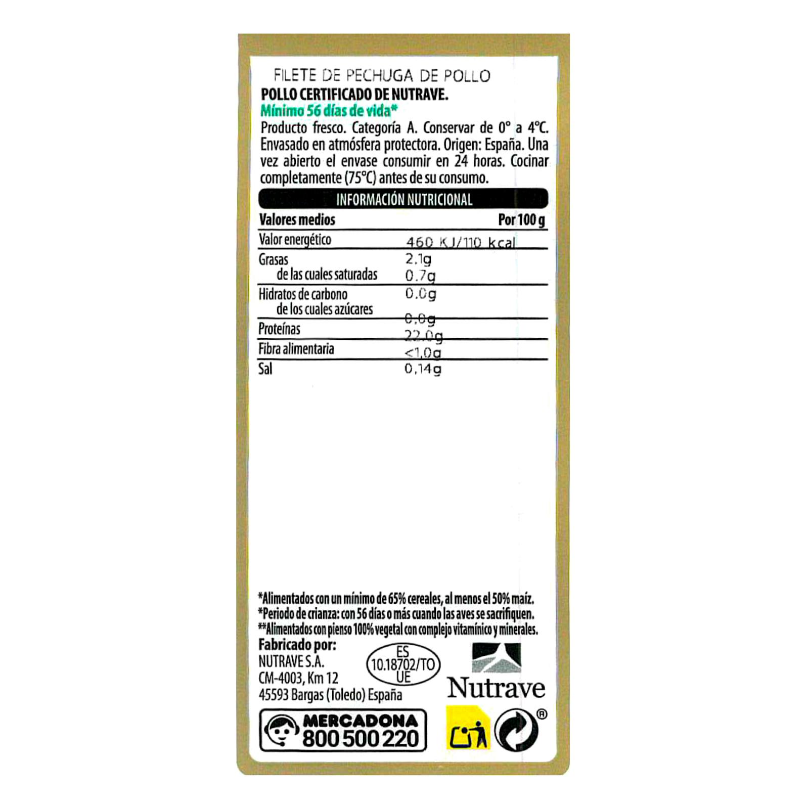 Filets de poitrine de poulet certifiés nourris avec 50 % de maïs