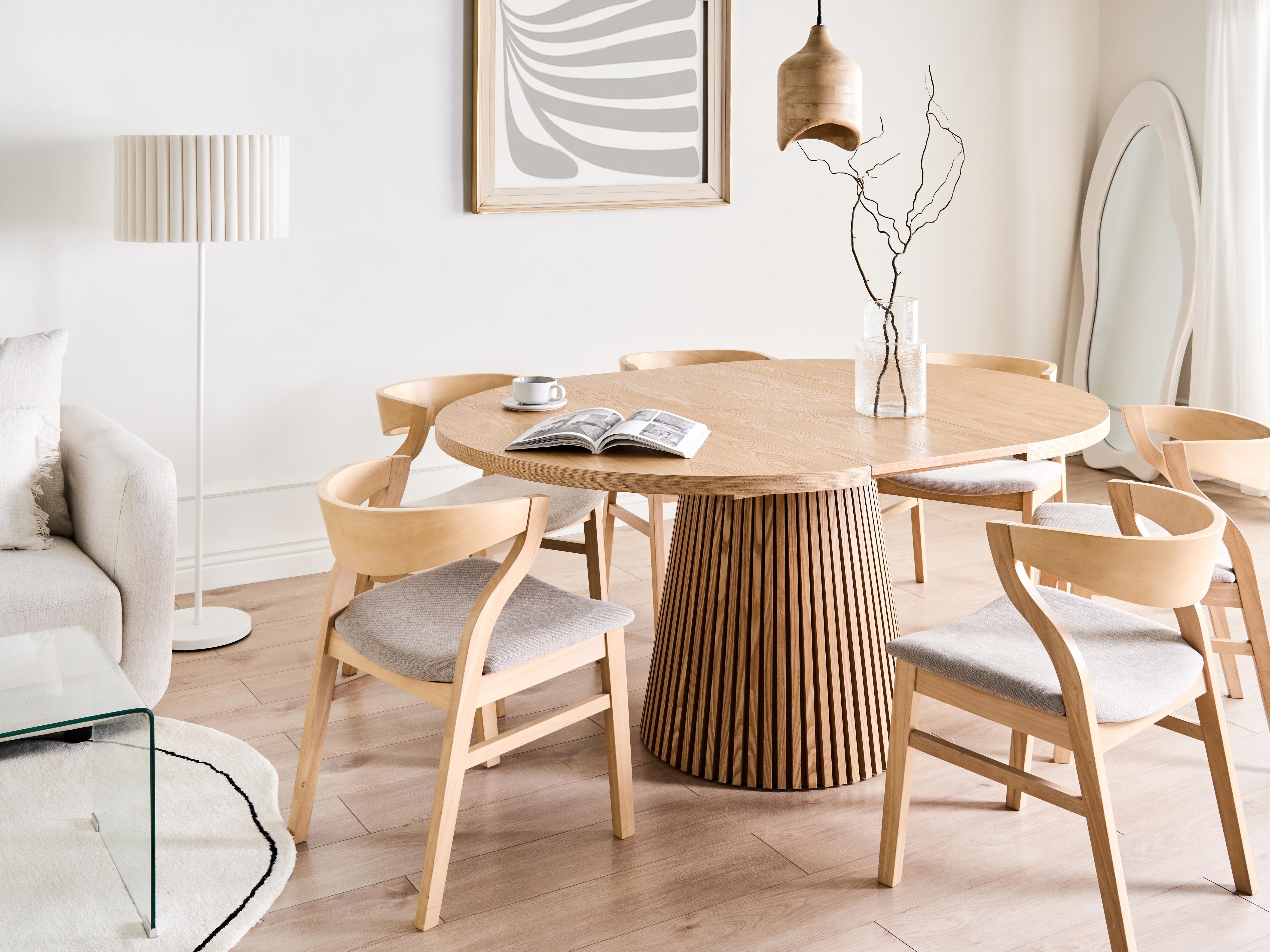 Eettafel uitschuifbaar MOORE Licht essenhout 120 cm 120/160 cm