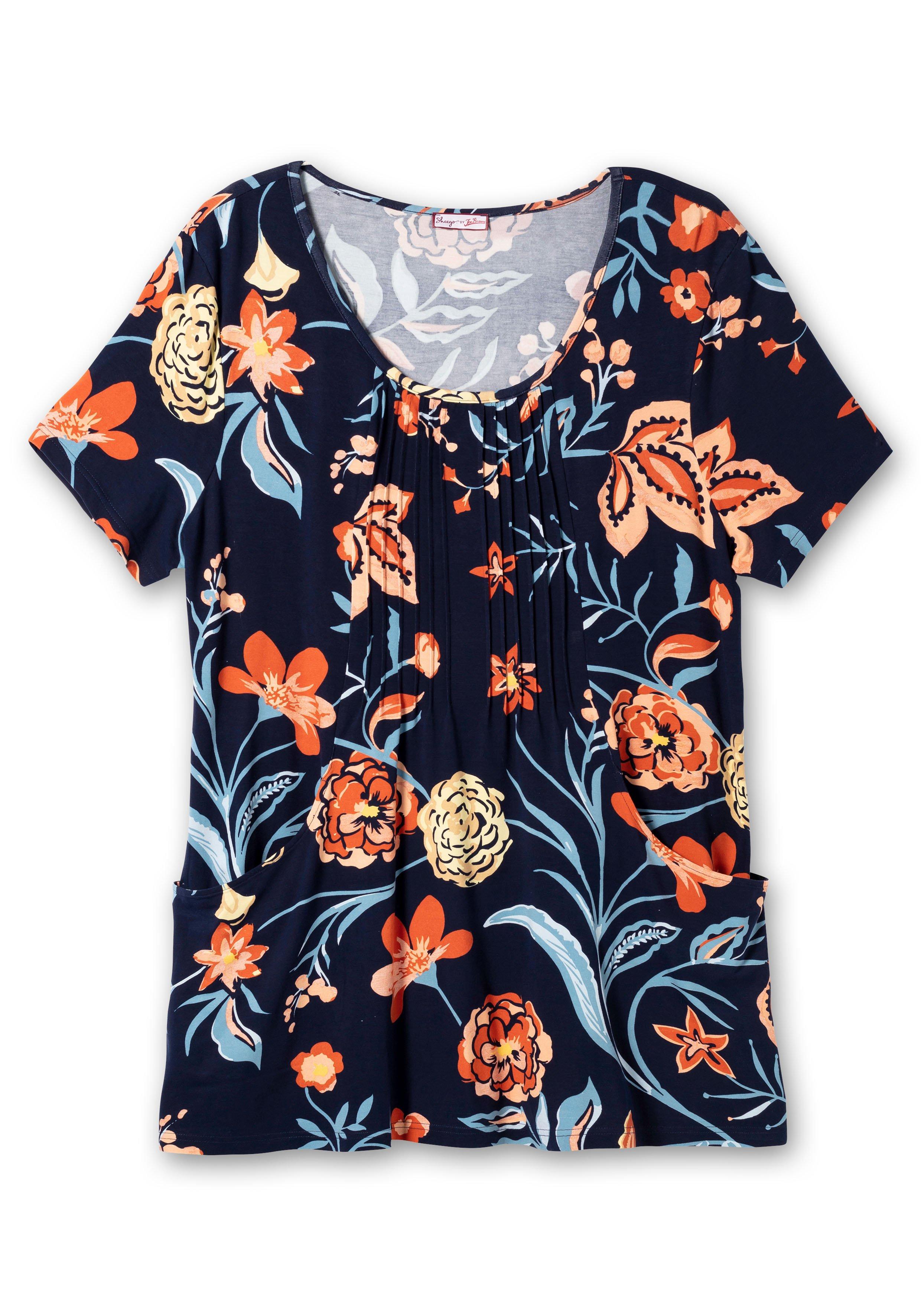 Longshirt mit Blumendruck, in leichter A-Linie