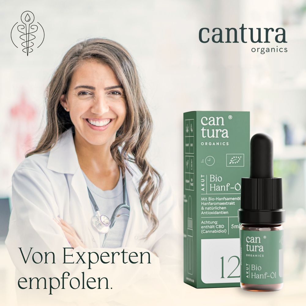 BIO-CBD-ÖL AKUT : 150 CBD-Tropfen mit 12% BIO-CBD von CANTURA® als Vollspektrum-Hanföl (Cannabis-Öl)