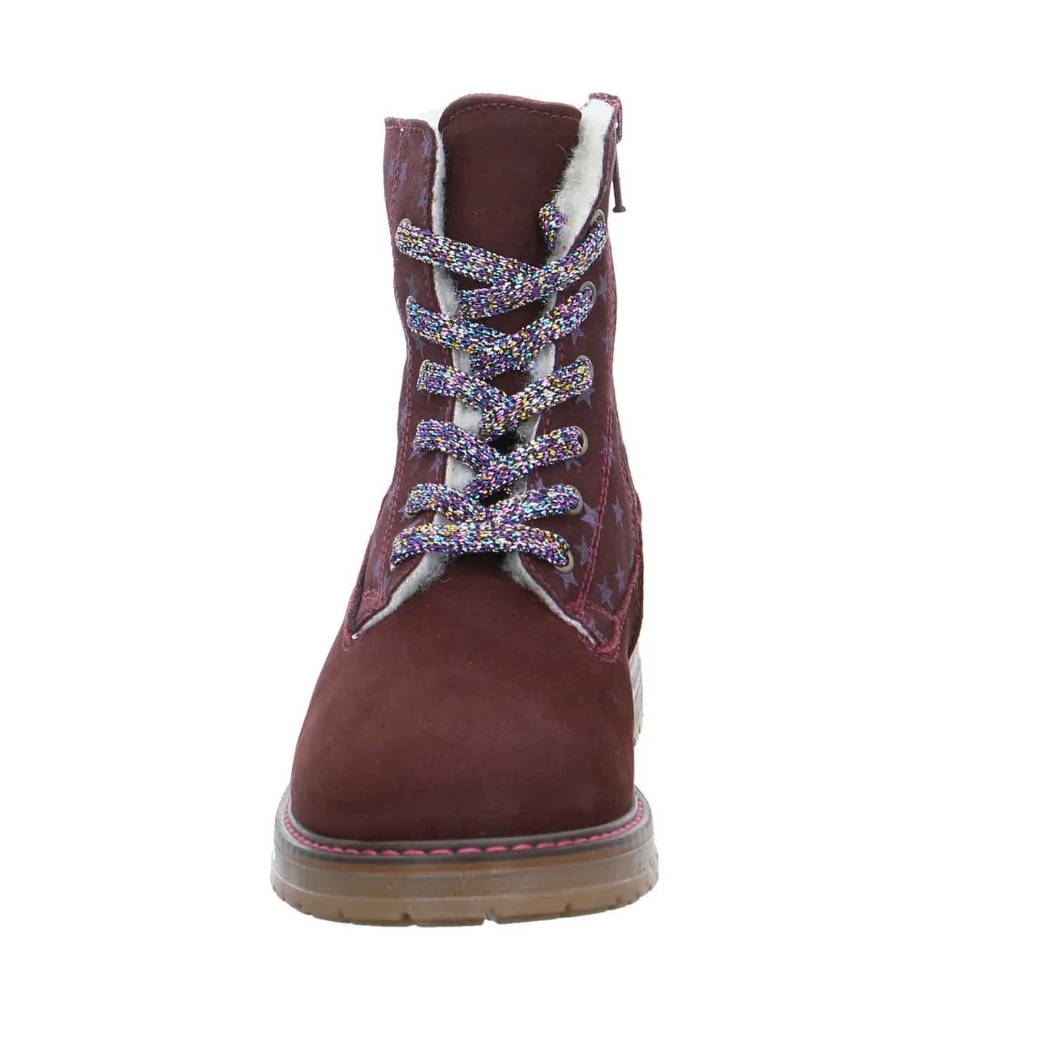 SCHUHENGEL Kleinkinder-Winterstiefel Dunkelrot Leder  Schnürstiefel