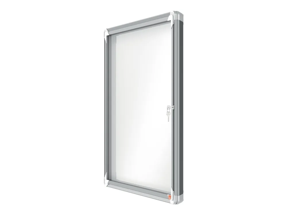 Nobo Premium Plus magnetisk låsbart opslagsskab med hængslet låge 6xA4 Hvid