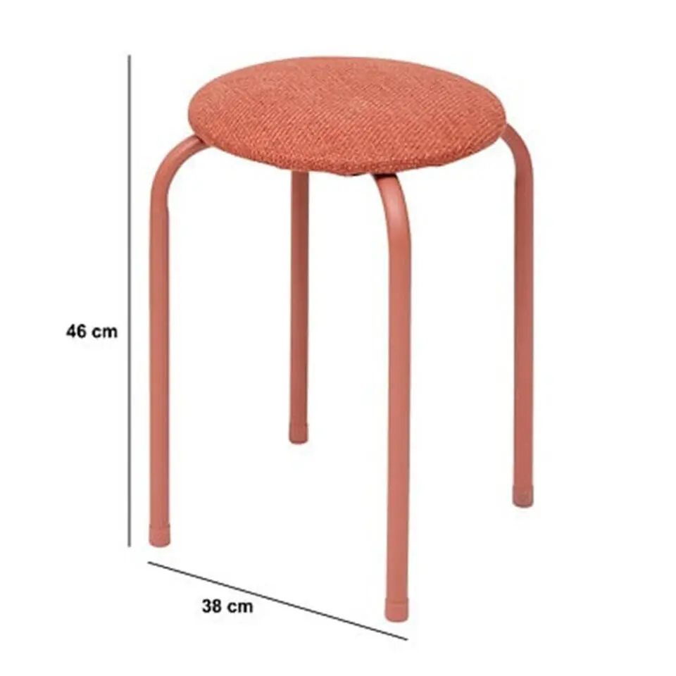 5Five Stapelbaar zit krukje - metaal/polyester - roze