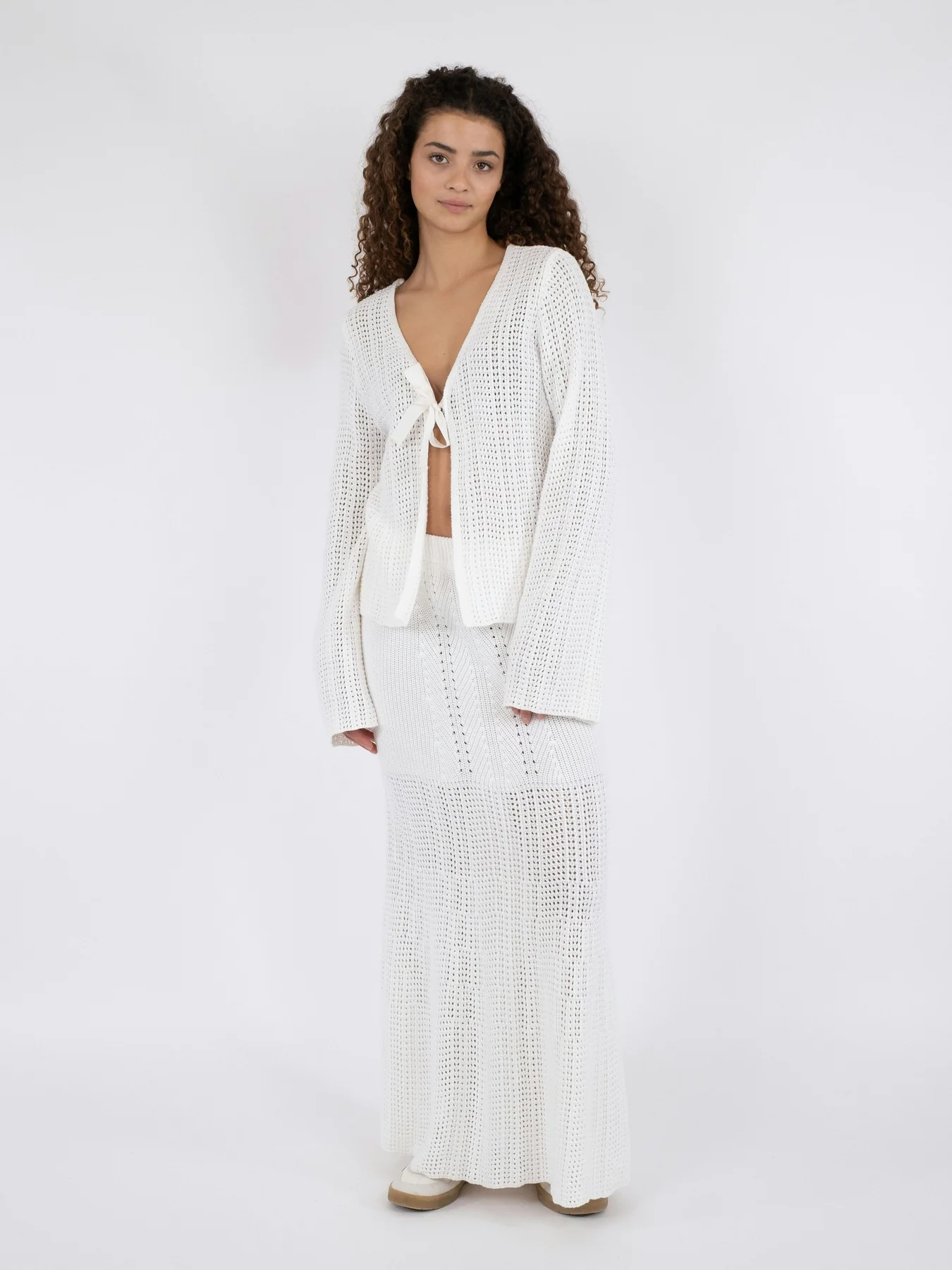 Neo Noir Bates Crochet Knit Cardigan
