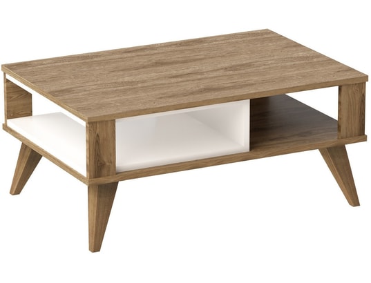 CONCEPT1 - Table basse Ionis chene blanc 90 x 60 x h40cm