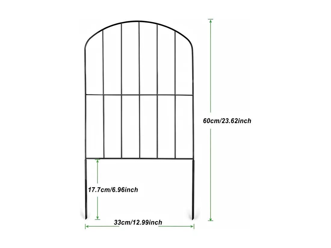 Lot de 10 Clôture de jardin - Clôture décorative en métal - décoration de cour antirouille - barrière pour animaux - Clôture à planter