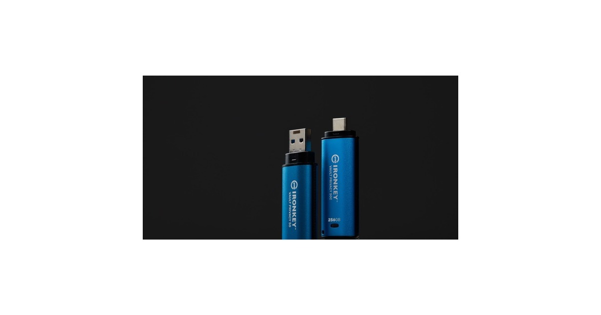 KingstonIronKey Vault Privacy 50 256 GB usb-stick  (Lichtblauw/zwart, USB-C 3.2 Gen 1)